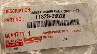 TOYOTA GENUINE PARTS 11329 36020 GASKET ,TIMING CHAIN COVER, NO2- 