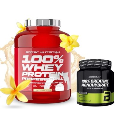Protein 100 % Whey 2350g Scitec Nutrition Vanilla + Biotech USA Creatine 300 gr