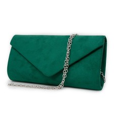 Pochette verde elegante cerimonia da donna scamosciata borsa piccola borsetta se