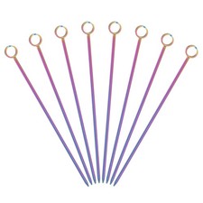 8 Pcs Stainless Steel Cocktail Picks, 4.25" Laser Color (Ring)
