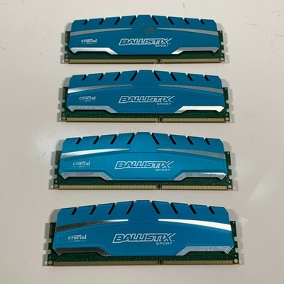 Crucial BLS4G3D169DS3J.8FER Ballistix Sport XT 4GB DDR3 1600MHz RAM Lot of 4
