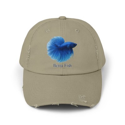 Unisex Distressed Hat Betta Fish Siamese Beauty Art