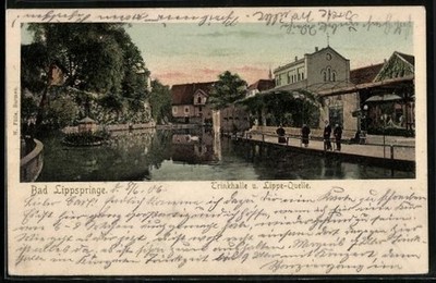 Postcard Bad Lippspringe, drinking hall, Lippe spring 1906 
