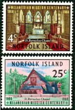NORFOLK ISLAND 1966 SG74-75 CENTENARY OF MELANESIAN MISSION  -  MNH