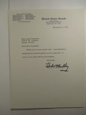 1972  SENATOR Minn VICE PRESIDENT Hand-Signed Letter HUBERT H. HUMPHREY # 3637