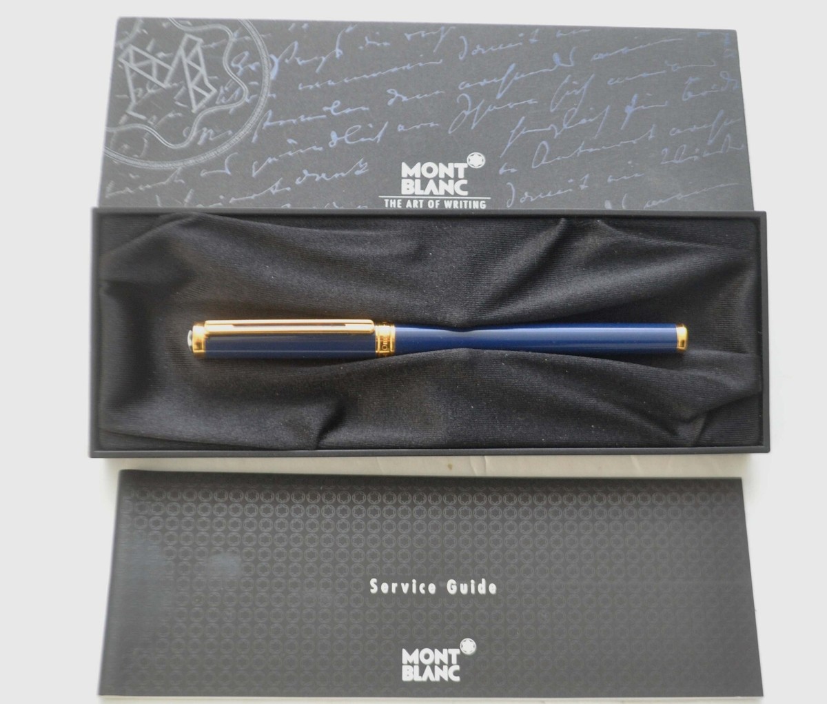 90's Montblanc Germany Nobless Oblige Ballpoint Pen Navy Gold Trim Mint  in Box