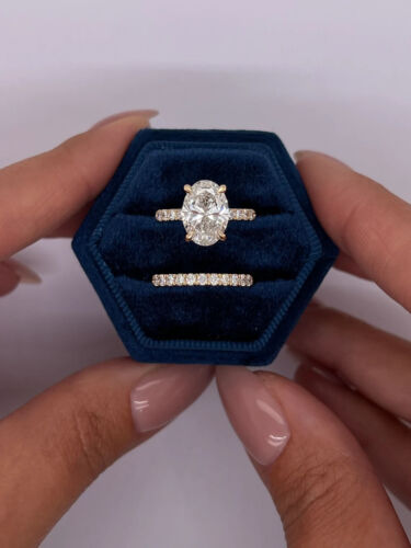 2Ct Oval Cut Lab Created Diamond Women's Bridal Ring Set 14K Yellow Gold Plated