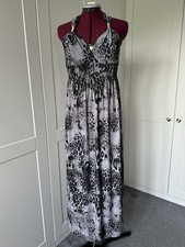 Gorgeous Women Animal Print Waist Shirred Pullover Long Dress Size UK 14