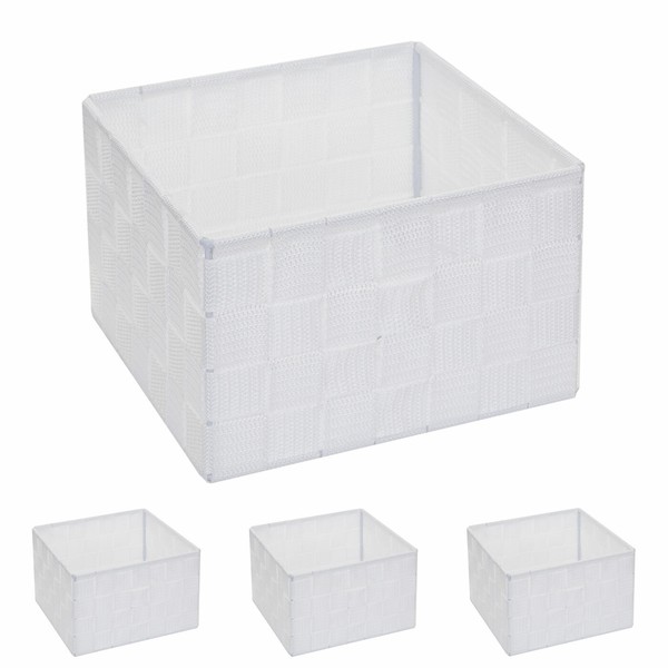 4Er-Set Aufbewahrungskorb MCW-C37, Dekokorb Korb Aufbewahrung, 12X19X19Cm Weiß-image