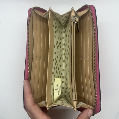 Kate Spade Bi-Fold Zip-Around Wallet Hot Pink Large Clutch | eBay