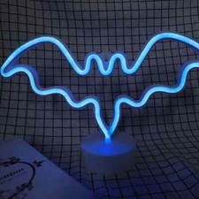 Bat Table Lamp Halloween LED Neon Sign Light USB/Battery Bedside Lighting Decor