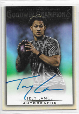 TREY LANCE 2021 UPPER DECK GOODWIN CHAMPIONS ON-CARD AUTOGRAPH AUTO 49ERS