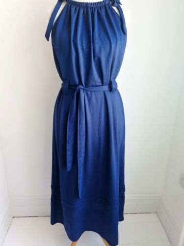 WAREHOUSE Dress Blue Shift Drawstring Neckline Summer Beach Size UK 16 New  - Picture 1 of 10