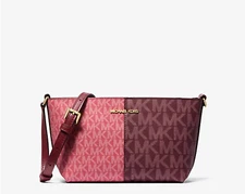 Michael Kors Jet Set Two Tone Logo Crossbody Bag - Navy Blue