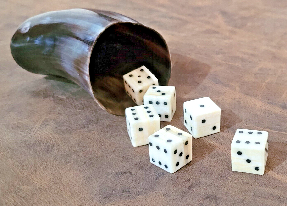 Set of 6 Rare Camel Bone D6 Dice Six Sided Square 16mm Dice and