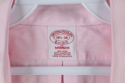 Vtg 90s Brooks Brothers Mens 18.5 38 Madison Striped Collared
