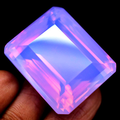 90.50 Ct. Large Ethiopian Natural Purple-Pink Opal Emerald Cut Loose Gemstone