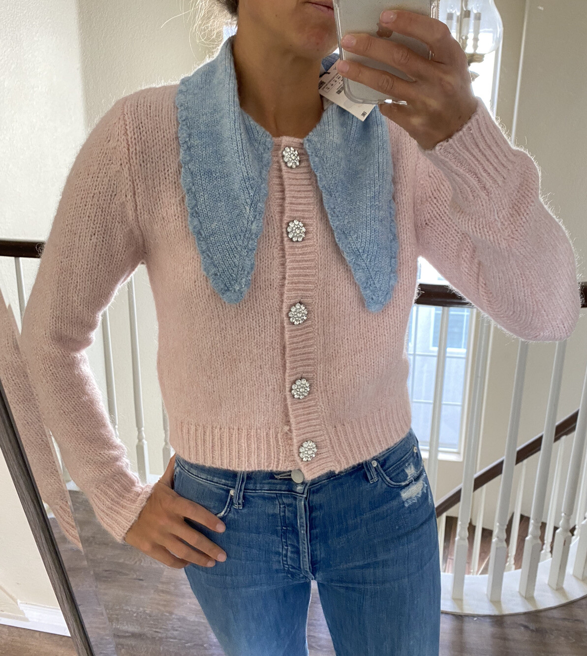 NWT ZARA WOMAN GEM BUTTON KNIT CARDIGAN 