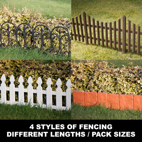 PLASTIC FENCING LAWN GRASS BORDER PATH EDGING FANCY SMALL MINI PICKET FLEXIBLE