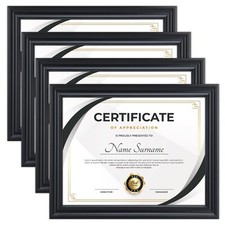 Document frames Wood 8.5x11 Certificate Frames Wall or Tabletop , Set of 4 Black