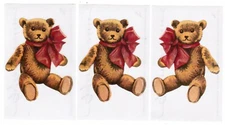 Vintage Adorable Teddy BEAR with Big Red Bow Gifted Line Scrapbook Stickers 1993