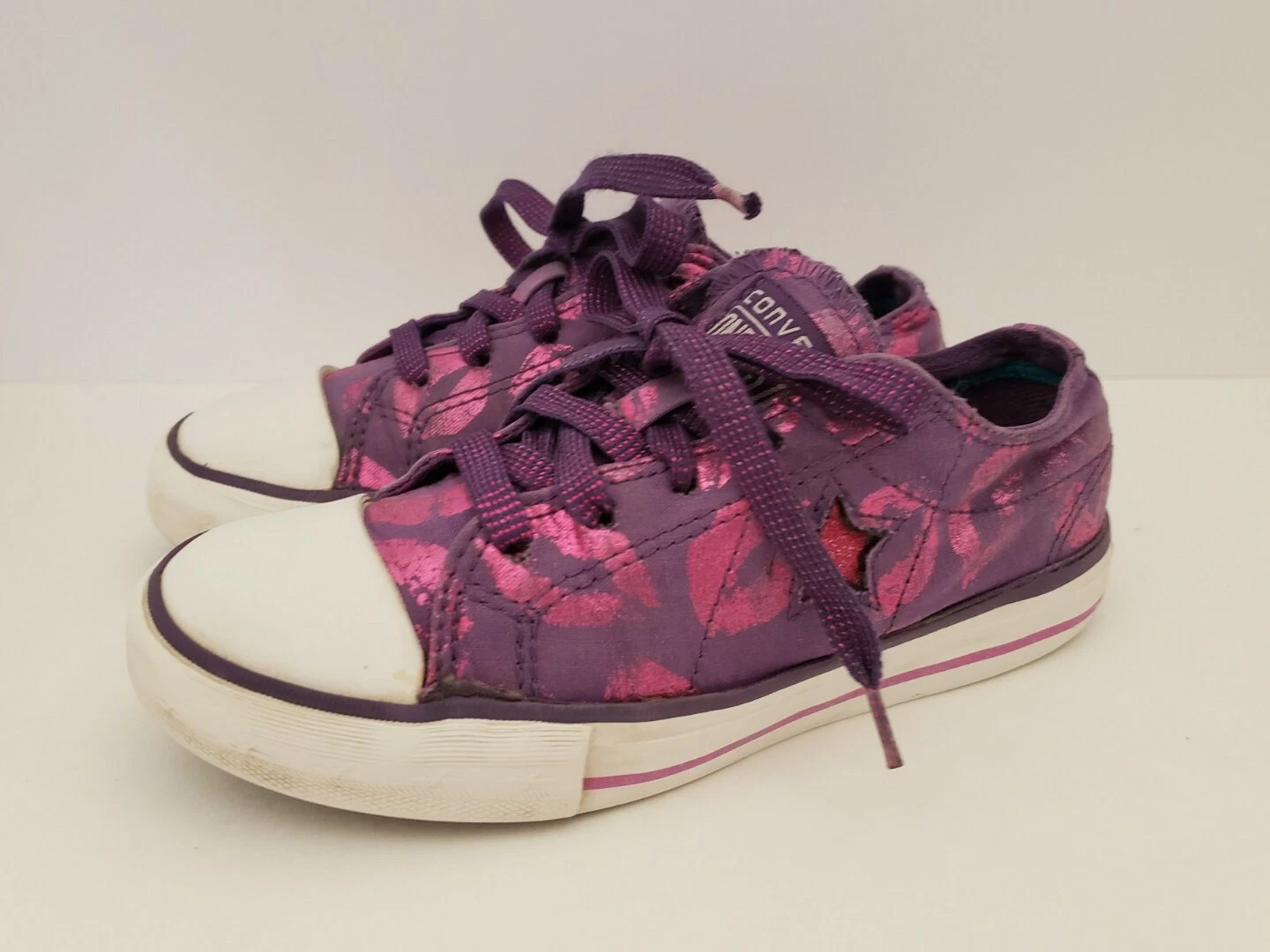 Sneakers bambina CONVERSE ONE STAR viola con labbra rosa scintillanti taglia 13