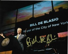 BILL DE BLASIO SIGNED 8X10 PHOTO NEW YORK CITY MAYOR MANHATTAN NYPD 2020 A