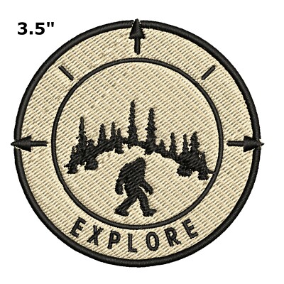 Bigfoot Lives Patch Embroidered Hook & Loop Sasquatch in Forest Applique Cryptid