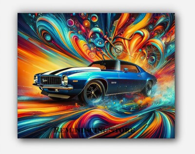 Chevrolet Camaro SS 1971s abstract Art splashes of paint #2 Reprint
