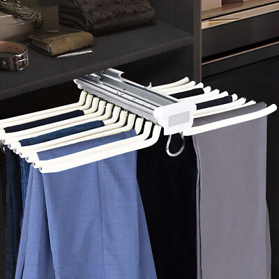 Pull Out Sliding Trousers Rack 22 Arms Pants Holder Rack Closet