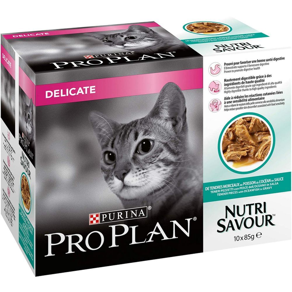 Purina Pro Plan Nutri Savour Delicate Pesce Dell'oceano In Salsa 10 x 85g