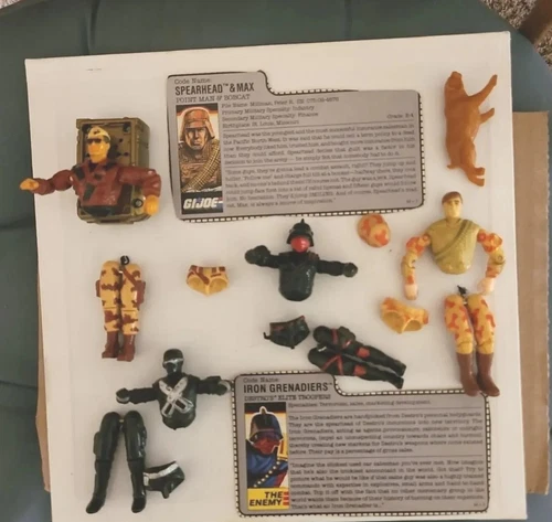 Gi Joe ARAH LOT Original File Cards FIGURES  Snake Eyes IRON GRENADER HELMET 80S