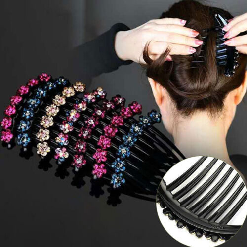 Elegant Women Hair Accessories Crystal Hair Combs Clip Maker Bun Shiny  Fashion * | eBay