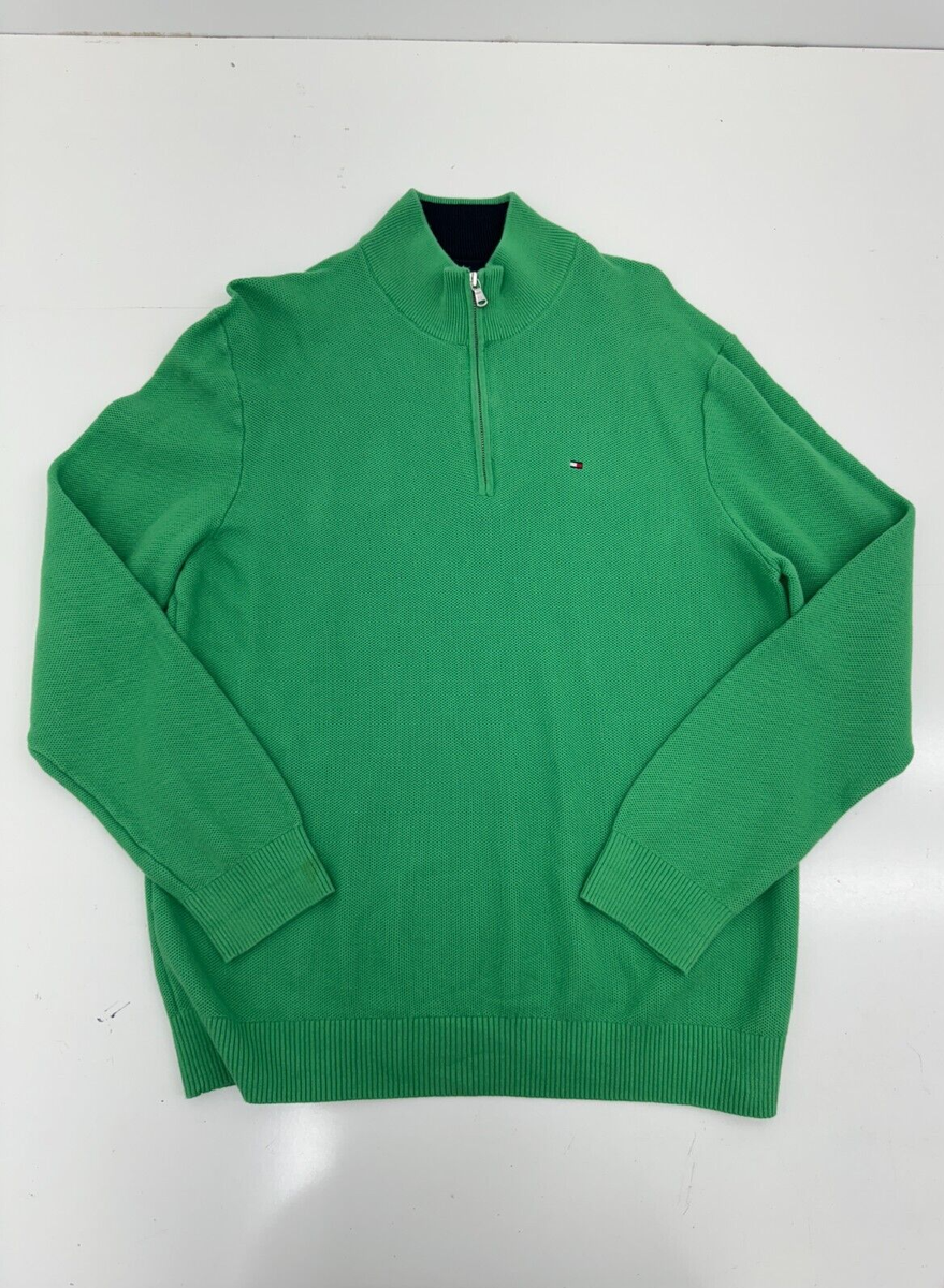 Tommy Hilfiger Green 1/4 Zip Pullover Sweater Mens Size XL