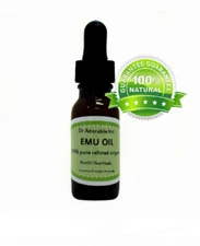 Emu Oil 100% Pure Organic from Australia 0.6oz with glass dropper 