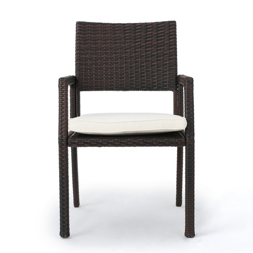 Set of 2 Wicker Rattan Patio Dining Chairs W/cushion for Backyard Porch Garden - Picture 4 of 14