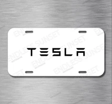 Tesla White  3 X S Electric Car License Plate Front Auto Tag