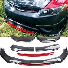 For Honda Civic Si Coupe 2006-2015 Carbon Style Red Front Bumper Lip Splitters