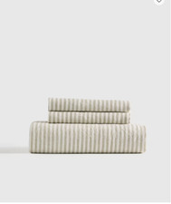 NWOT Quince European Linen Sheet Set Natural White Stripe 3 Piece KING NWOT
