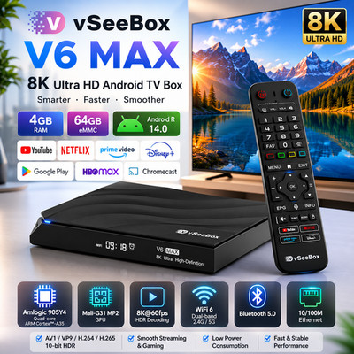 Vseebox V6 MAX Authorized Distributor -Version Voice Control 8K Fast Shipping