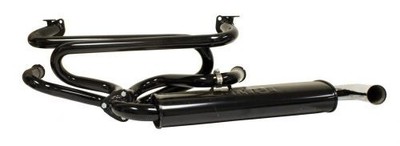 EMPI Black w/Chrome Tip 1-3/8'' Single Quiet Pack Exhaust System, 00-3120-0