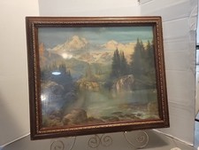 Antique Oak Gold Gilt Gesso Wood Picture Frame Textured Carved W Print 18x22"