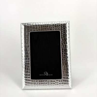 Silver Leather Croc Embossed Photo Frame Graphic Image Architect 4x6'' MSRP: $85