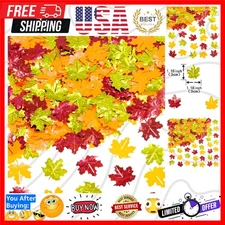 Fall Party Table Scatter Confetti - Thanksgiving Day Maple Leaves Foil Metall...