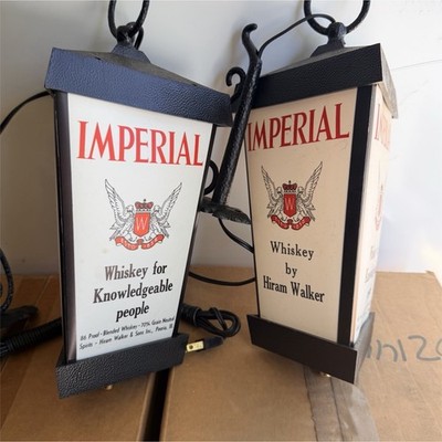 Vintage Imperial Whiskey Hanging Lantern Lights Hiram Walker Bar Lights Plastic