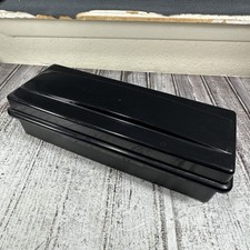 Vintage Alpha Cassette Case Holder Black Hinge Lid 15 to 24 Capacity