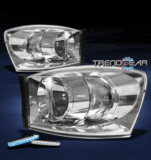 FOR 06 07 08 RAM 1500 2500 3500 PICKUP CHROME CRYSTAL HEAD LIGHTS+BLUE DRL LED