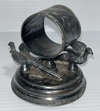 1800's Victorian Babcock Quadruple Silver Plate Pheasant Napkin Ring Holder