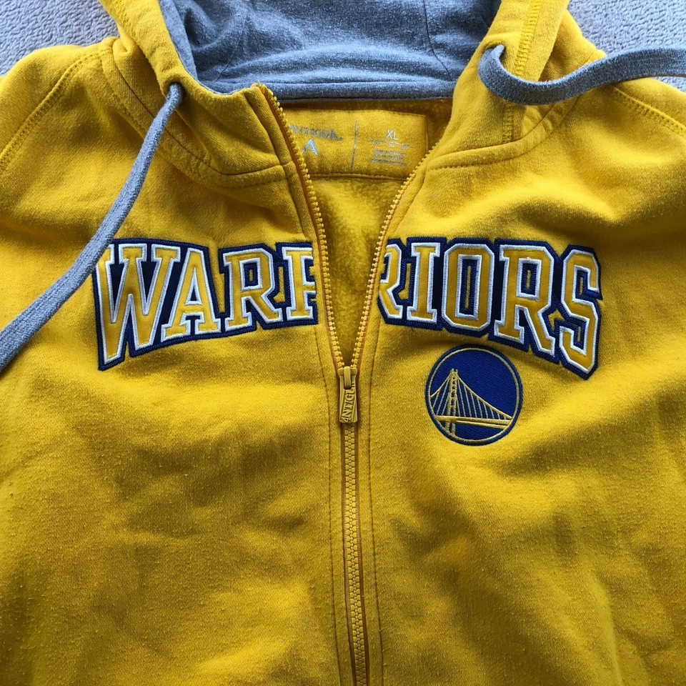Chaqueta con capucha Golden State Warriors para hombre talla XL cremallera completa NBA amarilla Foto 4 de 4