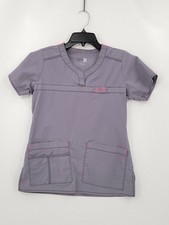 Wonder Flex Scrub Top Womens Adult Size XS Color Gray Short Sleeve V Neck